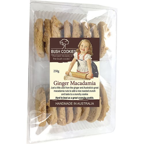 Ginger and Macadamia Biscuits by Bush Cookies 250g ( Best Before - April 30, 2026 )