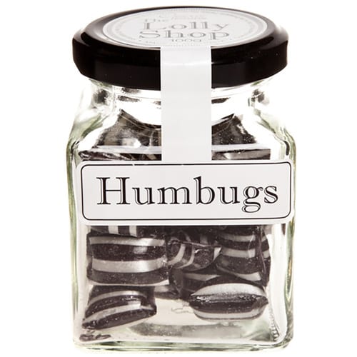 Humbugs Aniseed Boiled Lollies Rock Candy 130g Jars - Carton of 12 ( Best Before- February 28, 2025 )