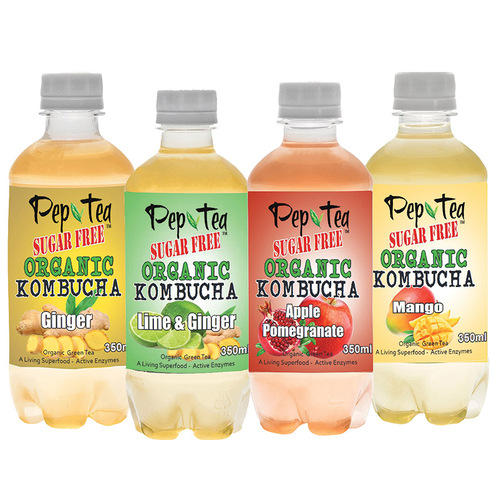 Organic Kombucha Tea 350ml Sugar Free Drinks - Mixed Box of 12