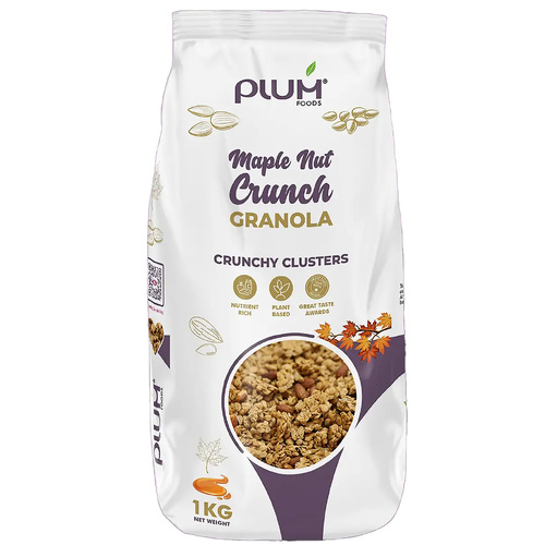 Maple Nut Crunch Vegan Granola 1kg Crunchy Clusters - Plum Foods