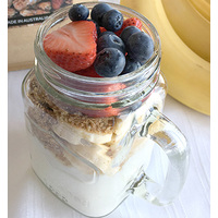 Maple Nut Crunch with Yoghurt Banana  Blueberries Strawberries